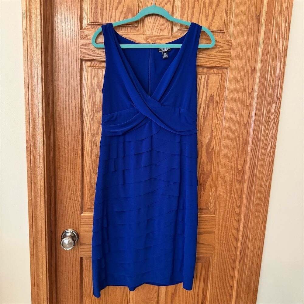 American Living Dress Womens Size 14 Royal Blue Sleeveless V-Neck Sheath
